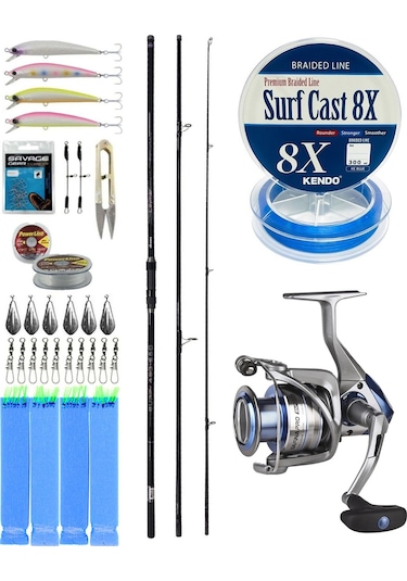 Yekoutdoor Profesyonel Olta Seti Okuma Ceymar Surf 4,30 M 100-250 Gr 3 Parça Surf Kamışı&okuma Safina Pro 8000 Olta Makinesi