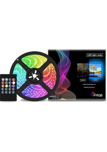 Dianziye 5v Usb Rgb Led Işık Şeridi 5050 30 Led/m, Müzik Ses Kontrolü, 20 Tuşlu Kumanda, Renk Değiştirme, Ev Dekorasyonu, 2m 60 Led