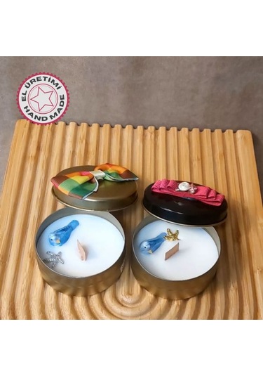 Uretti - Ayşe 7362 9741 El Yapımı 2'li Yağmur Ormanları Ve Vanilya Kokulu Metal Kutuda Mum - 3 X 7 Cm Beyaz