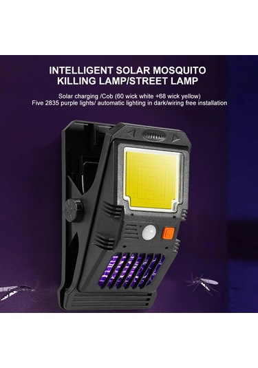 Sones E-smarter W7104-1 Klipsli Yama Güneş Enerjili Duvar Lambası Sivrisinek Öldürücü Lamba Taşınabilir Vücut Sensörlü Açık Bahçe Lambası