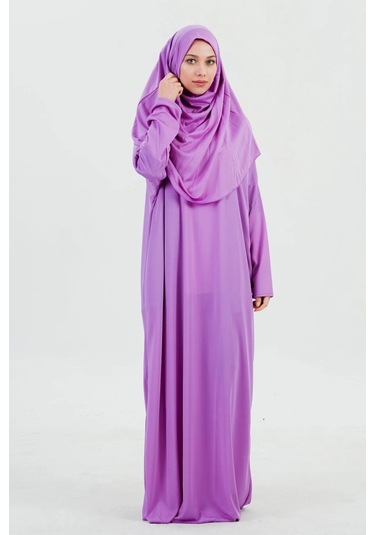 Lila Fermuarsız Namaz Elbisesi Lila