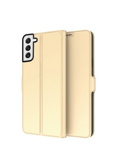 Luckysouk Samsung Galaxy Uyumlu S22 5g Pu Deri Kart Tutucu Folio Flip Case Standı Manyetik Tam Koruma Telefon Kapağı - Altın Altın Yok Havalandırma H13ra8