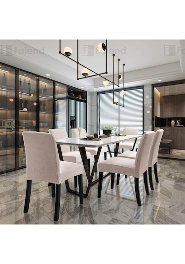 Faiend Yıkanabilir Likralı Esnek Lastikli Sandalye Kılıf Örtü Vizon