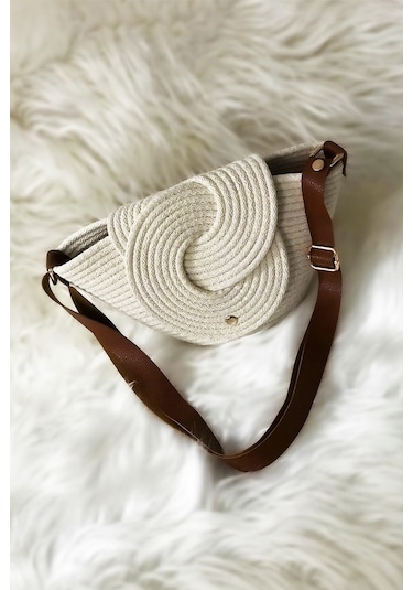El Emeği Jüt & Hasır El Çantası Dört Mevsim Beylem Çanta Örme Krem Çanta Krem