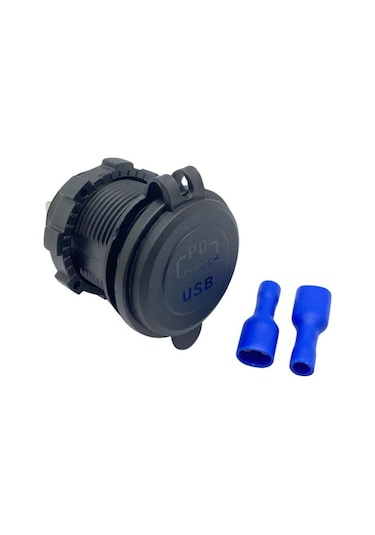12v-24v Telefon Şarj Cihazı Usb+type-c 3 A Mavi Işık 28 Mm