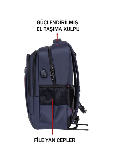 Dada Lacivert Okul Çantası Geniş İç Hacim Yandan Cepli Uzun Ömürlü Sağlam Ortaokul - Lise - Üniversite