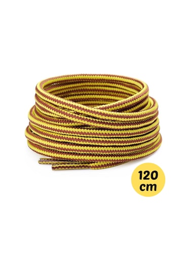 120 Cm Koyukahve+sarı Renkli Extra Kalın, Fitilli Bot Bağcığı