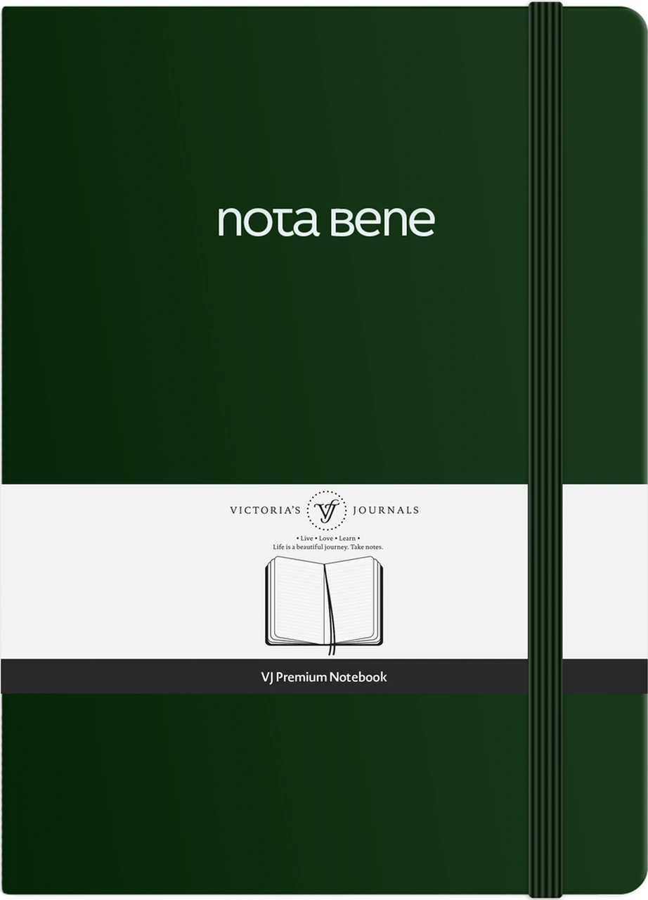 Nota Bene Premium Sert Kapak Defter, 21x29 Cm, Çizgili Yeşil