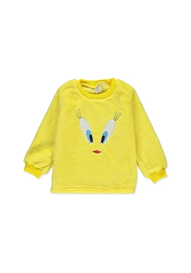 Welsoftlu Peluşlu Civciv Alt Üst Kız Çocuk Takım / Pijama Sarı