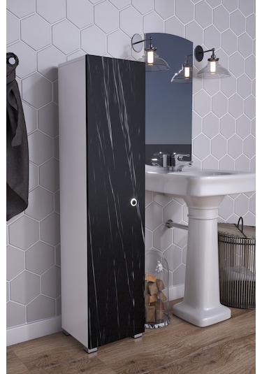 Saltık Banyo Mutfak Balkon Antre Dolabı Kiler Beyaz - Siyah