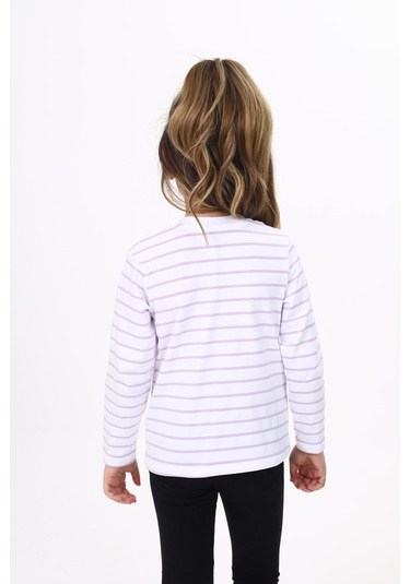 Toontoy Unisex Çocuk Çizgili Tişört Açık Lila