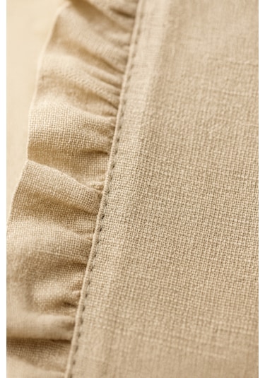 Fırfırlı Runner Ve Supla Takımı - Masa Örtüsü Takımı 7 Parça 145x40 Bej