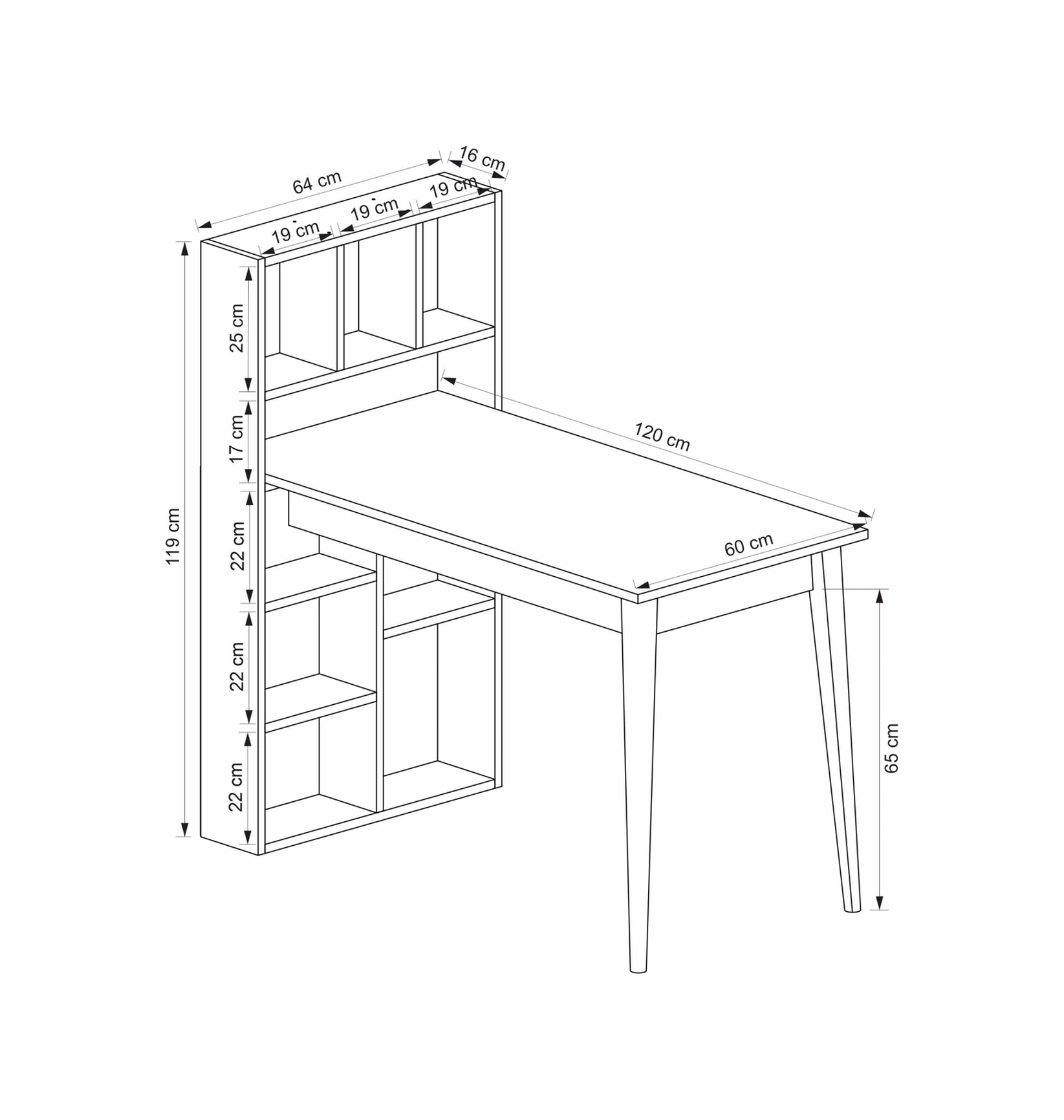 Calvia Çalışma Masası - Beyaz/rahle Çok Renkli