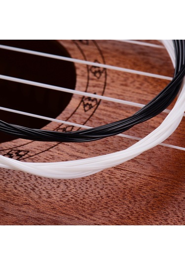Ruicoo Nylon材质 2 Set Ukulele Teli Siyah + Beyaz - 0.24-0.26 Kalınlık, Soprano/concert/tenor Uyumlu, Açık Parlak Ses