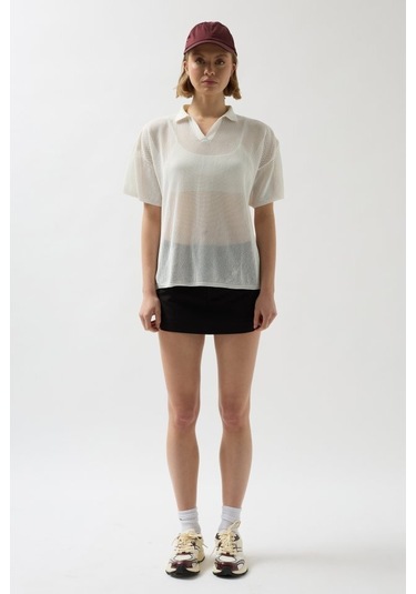 Polo Yaka Transparant-shirt Antrasit Melanj