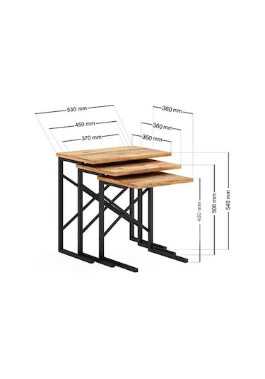 Ceramical Metal Ayaklı X Eco Zigon Sehpa - Atlantik Çam Atlantik Çam