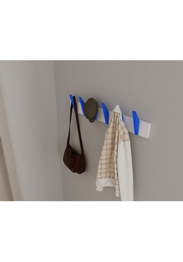 Hepsi3boyutlu Modern Duvar & Kapı Kanca Askılık - 6 Adet Mavi Kanca Askılık - Model No : 4 Mavi