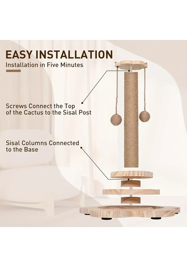 Honeybeeshop 2 İn 1 Dayanıklı Kedi Tırmalama Direği Small Cat Scratching Columns Dönebilir Yapay Tüy Oyuncak