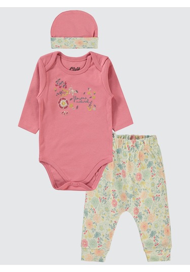 Civil Baby Kız Bebek 3'lü Takım 6-18 Ay Gül Gül Gül Kurusu