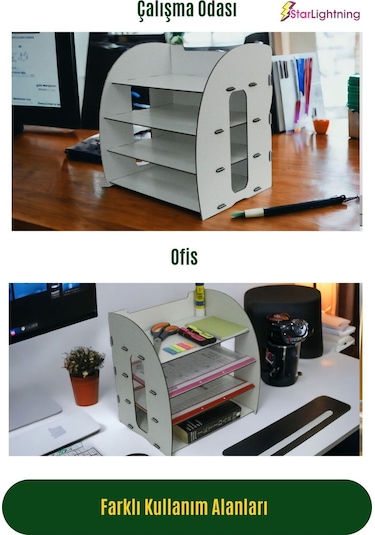 Masa Düzenleyici Organizer Evrak Rafı Masaüstü Organizer Model 6 - Beyaz