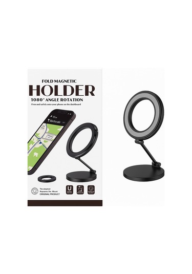 Araç İçi Telefon Tutucu Mıknatıslı Siyah Oynar Başlıklı Siyah