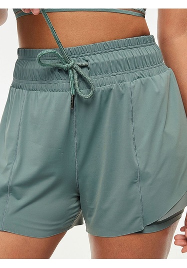 Reedark Kadın Spor Şortu: İki Parça Tasarım, Hızlı Kuruma, Nefes Alabilir, Ayarlanabilir Bel, Yoga Ve Koşu İçin İdeal Yeşil, L Beden Yeşil