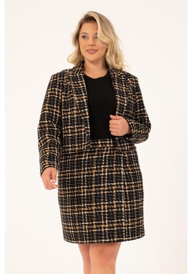 Astarlı Crop Tüvit Ceket-1741-siyah Siyah