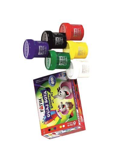 Mini Şövale 25x35 2 Li Tuval Fatih 12 Renk Guaj Boya Başlangıç Seti Fırça Palet Ponpon Temizleme Kabı Masaüstü Sanatsal