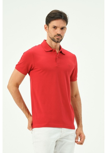 Classıc Pamuk Regular Comfort Erkek Polo Yaka Tişört Kırmızı