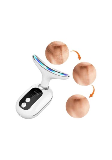 400mah 45 Derece 3 Modlu Isıtmalı Yüz - Boyun Kırışıklık - Sıkılaştırma Cihazı Beyaz