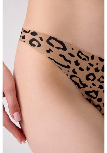 Basic Desenli Lazer Kesim Kadın Brezilya Külot 3'lü Paket-2 Çok Renkli 3