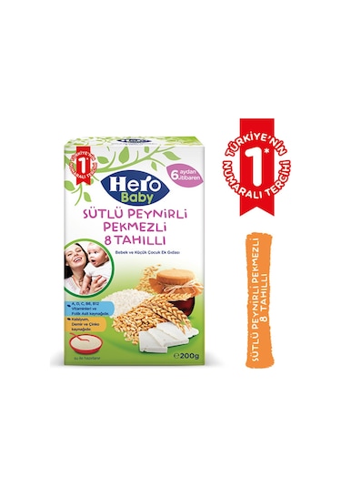 Hero Baby Sütlü 8 Tahıllı Peynirli Pekmezli 6+ Ay Kaşık Maması 200 G