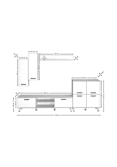 Decoraktiv Eko 6 Mdf Dvd Krom Ayaklı Tv Ünitesi Tv Sehpası Pera - Siyah Mermer