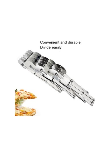 Primepickings Paslanmaz Çelik Geri Çekilebilir Pizza Bıçağı, 5 Tekerlekli, Çok Amaçlı, Uygun Herkes İçin Diğer