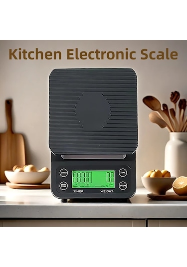 Oldfriend Yüksek Hassasiyetli Mini Çay Terazisi 0.1g Zamanlayıcılı Siyah Lühet Versiyon + Izgara Taban Siyah Yüksek Kalite Versiyon + Yalıtım Pedi