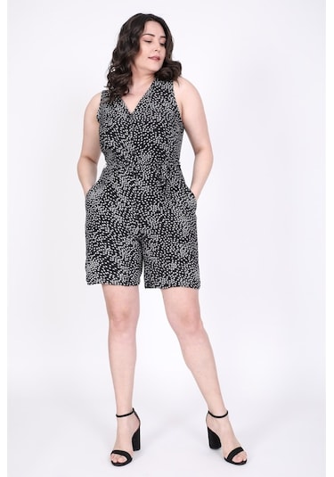 Myline Kadın Kolsuz Kuşaklı Tulum 45519 Siyah