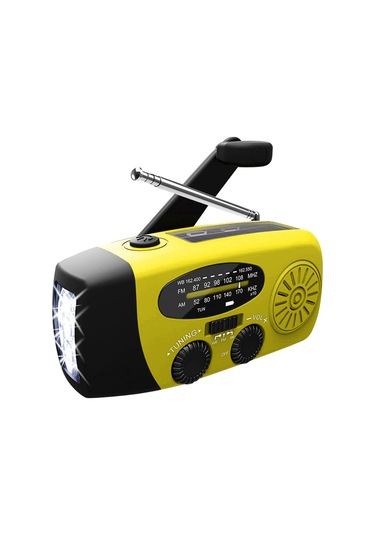Dofolink Güneş Enerjili El Crank Acil Radyo, Noaa/am/fm Alıcısı, 3 Led Feneri, Avrupa Versiyonu, Sarı