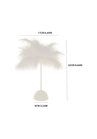 1 Adet Pil Gücü Led Gece Lambası Yatak Odası Düğün Dekorasyon İçin Tüy Masa White Beyaz