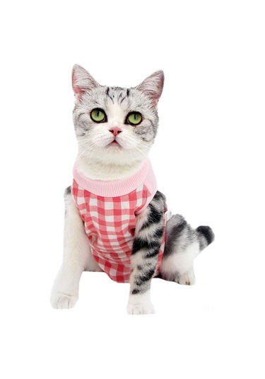 Hombey Yumuşak Modalı Kedi Ameliyat Sonrası Giysi - Yara Koruması, Tıraş Sonrası Isı Sağlama, Emzik Kesme Dönemi Stresi Azaltma - Pembe S