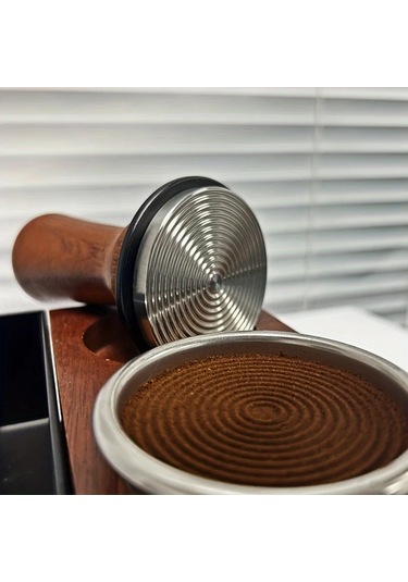 Motion003 Bearr Chabili Katı Ahşap Çift Yay Kahve Presi 58.35mm Sabit Basınç 30ıb Otomatik Adaptif Derinlik Espresso Tamper Ahşap