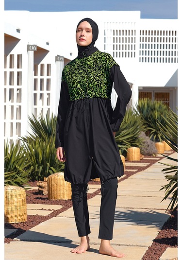 Spor Likra Tam Kapalı Tesettür Mayo Selına 1217 Siyah Siyah02 Siyah