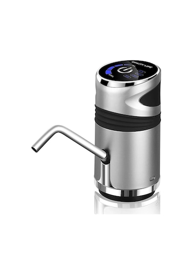 Paslanmaz Çelik Şarjlı Otomatik Damacana Su Pompası Gri
