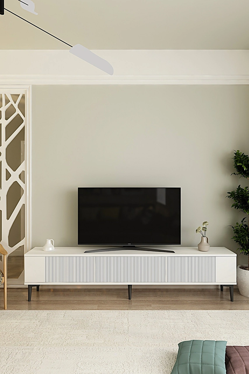Tsa1803b - Corsa180 Tv Stand, Tv Sehpası Beyaz 180cm Beyaz