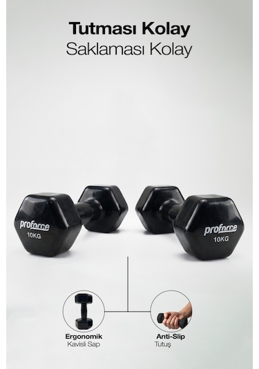 Proforce Vdb Dışı Vinil Kaplı Içi Çelik Döküm Ağırlık Dambıl 10 KG