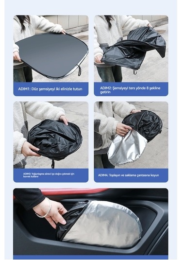Novahub Araba Güneşliği Ön Kalkan Güneş Koruma Isı Yalıtımı Güneşlik Bölme Perde, Şemsiye/ 1 Adetli Set
