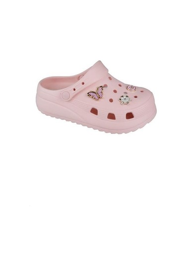 Çocuk Yüksek Taban Taşlı Terlik Pudra