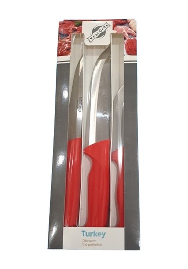 Üçlü Kasap-kurban Seti Sıyırma, Kesim, Deri Yüzme Kırmızı