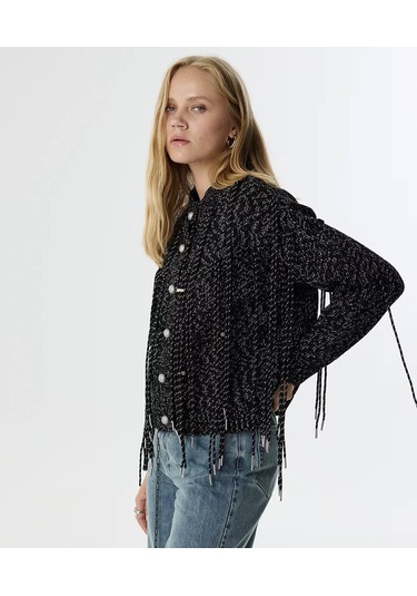 Twist Kordon Püsküllü Siyah Kadın Ceket Tw6250005047 Siyah