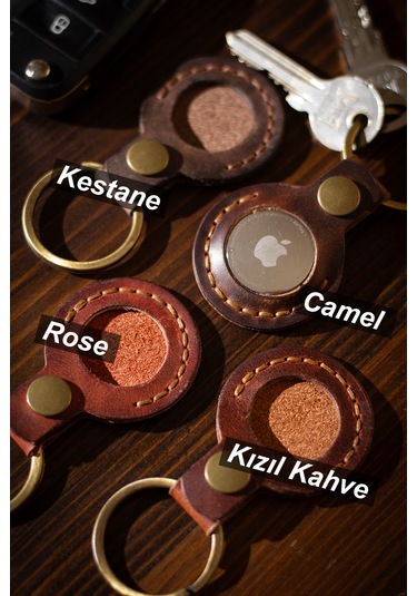 Airtag Uyumlu Deri Koruyucu Kılıf Anahtarlık / Hakiki Deri