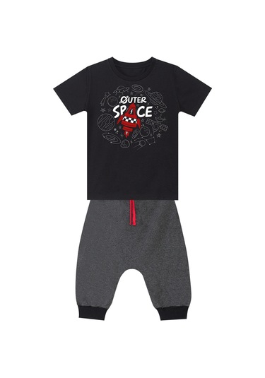 Denokids Mushi Uzay Roketi Erkek Çocuk T-shirt Kapri Şort Takım Çok Renkli
